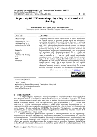 Improving 4G LTE network quality using the automatic cell planning | PDF