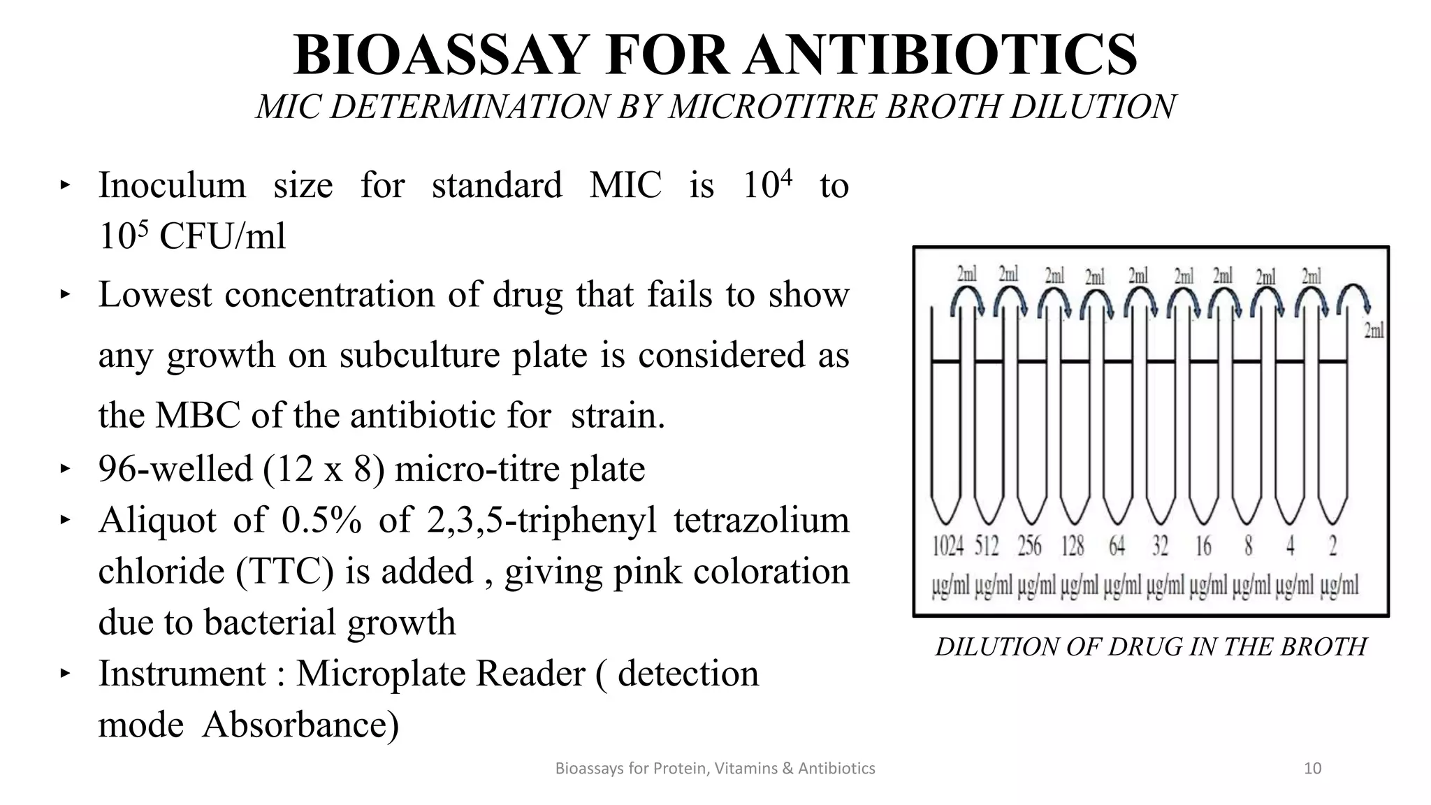 Bioassays for protein, Vitamins and Antibiotics | PPTX