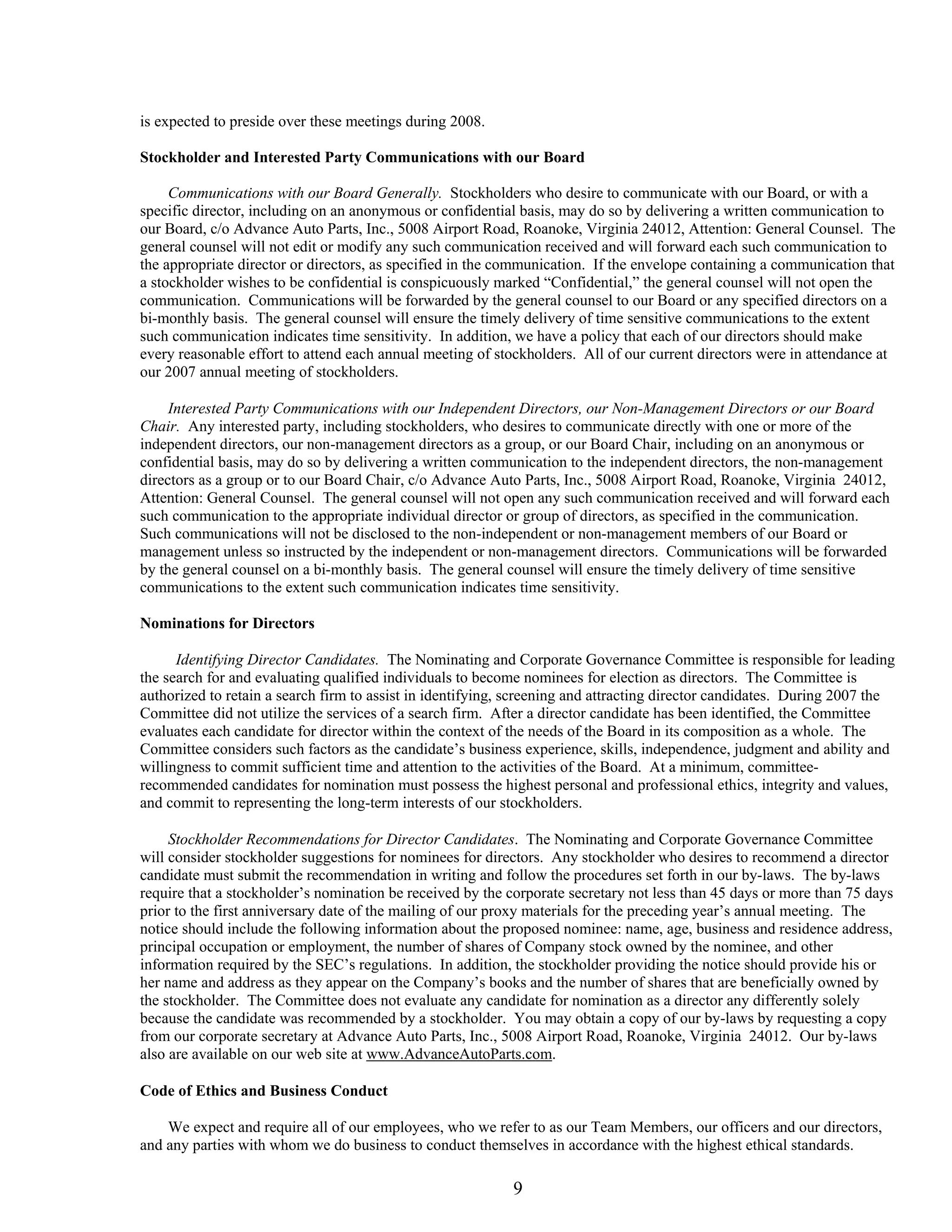 advance auto parts 2008_proxy