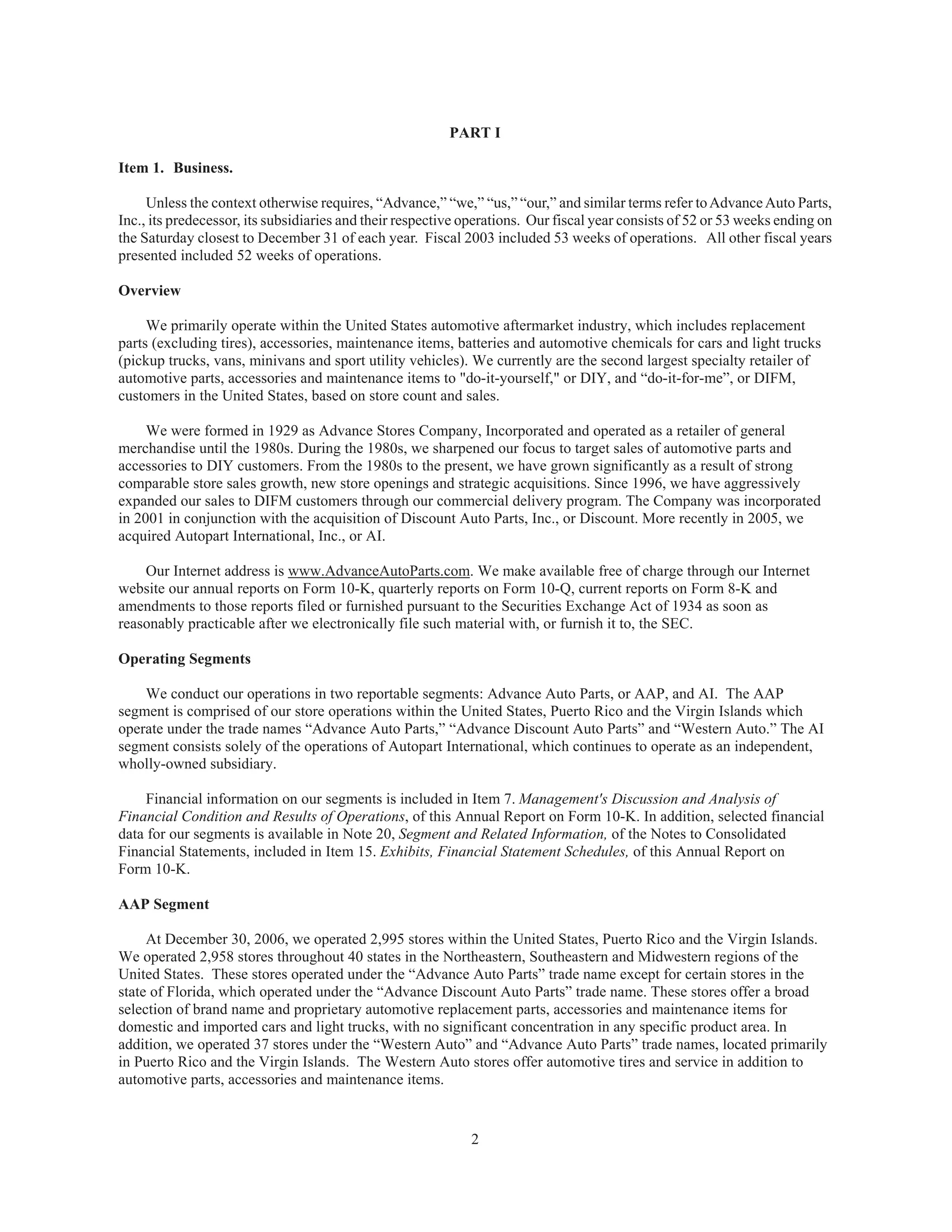 advance auto parts 2006AnnualReport