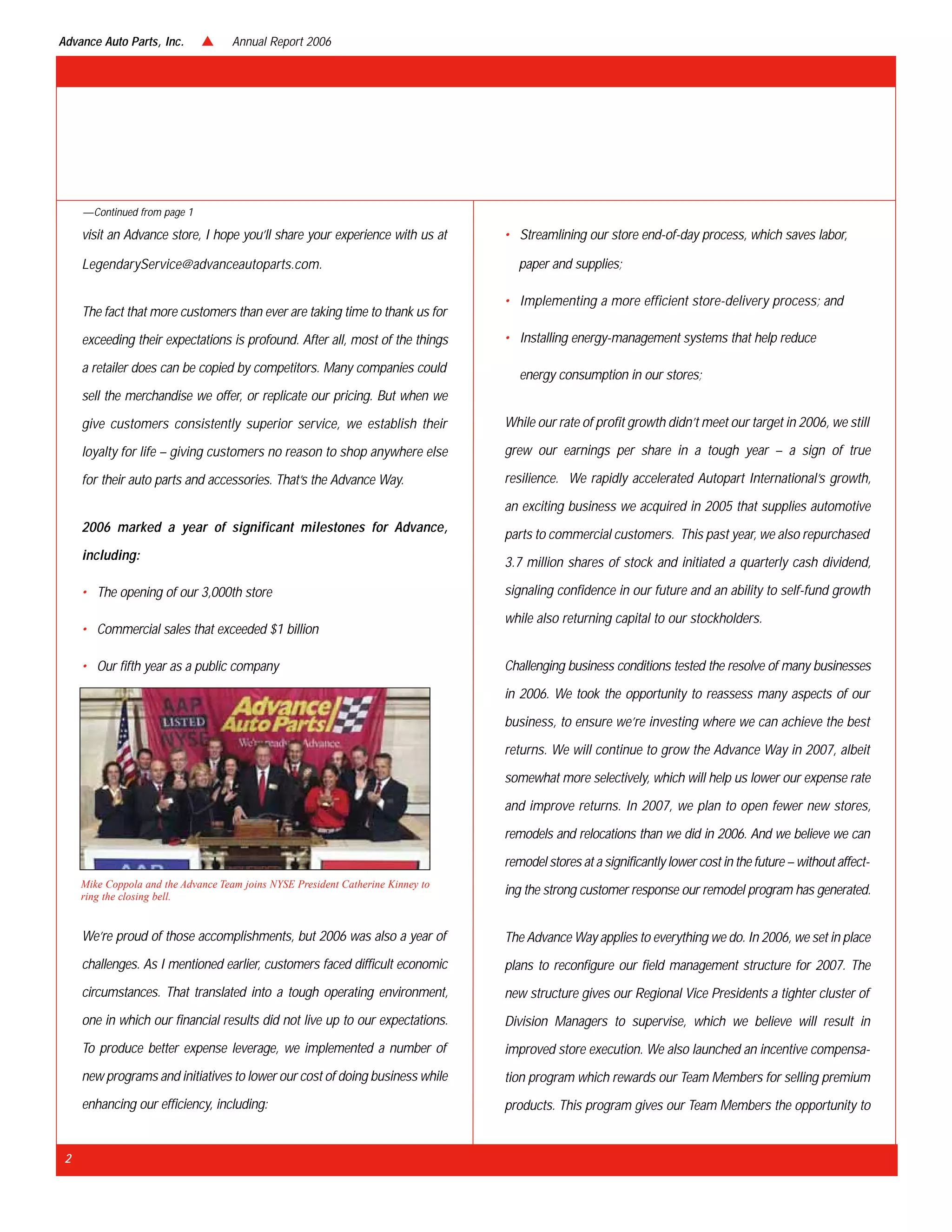 advance auto parts 2006AnnualReport