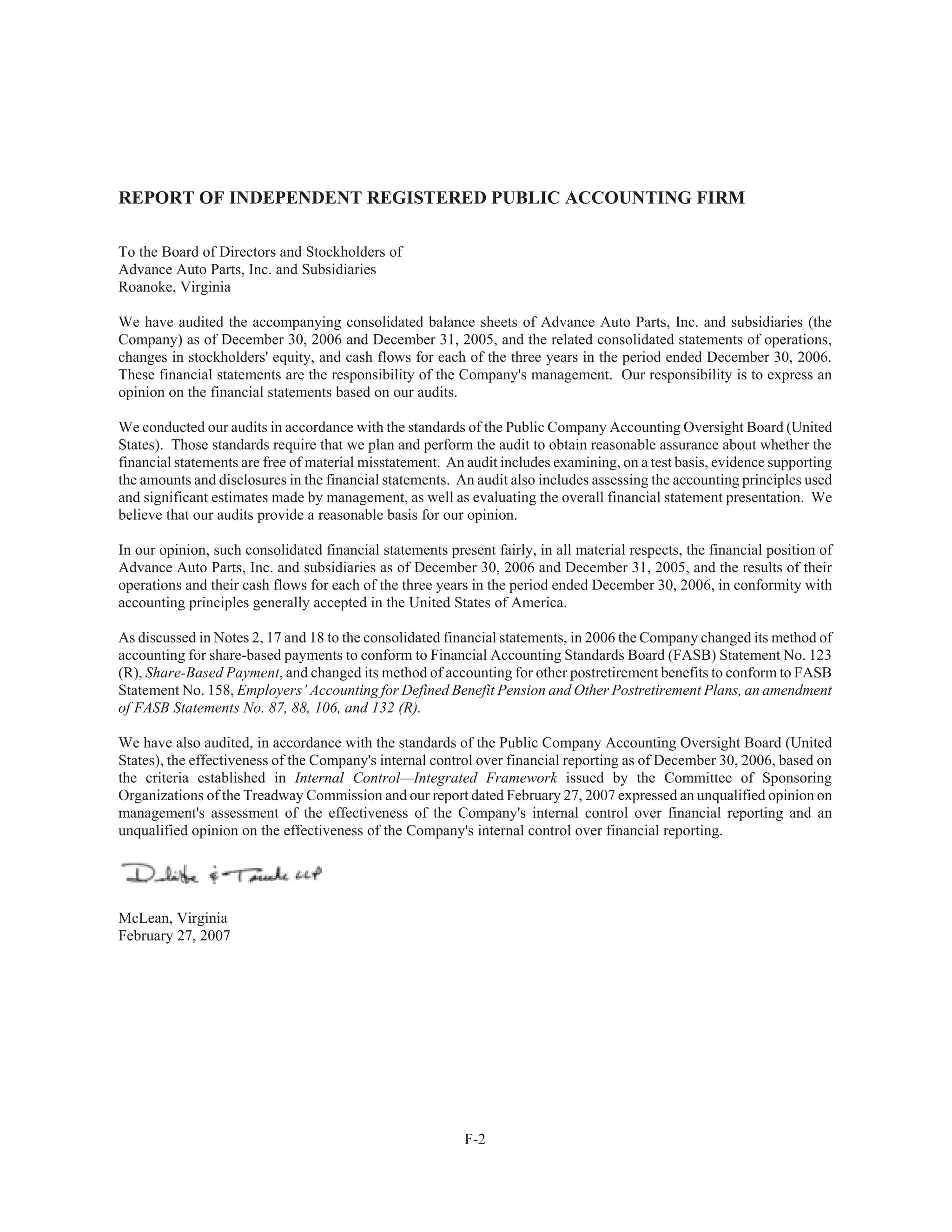 advance auto parts 2006AnnualReport
