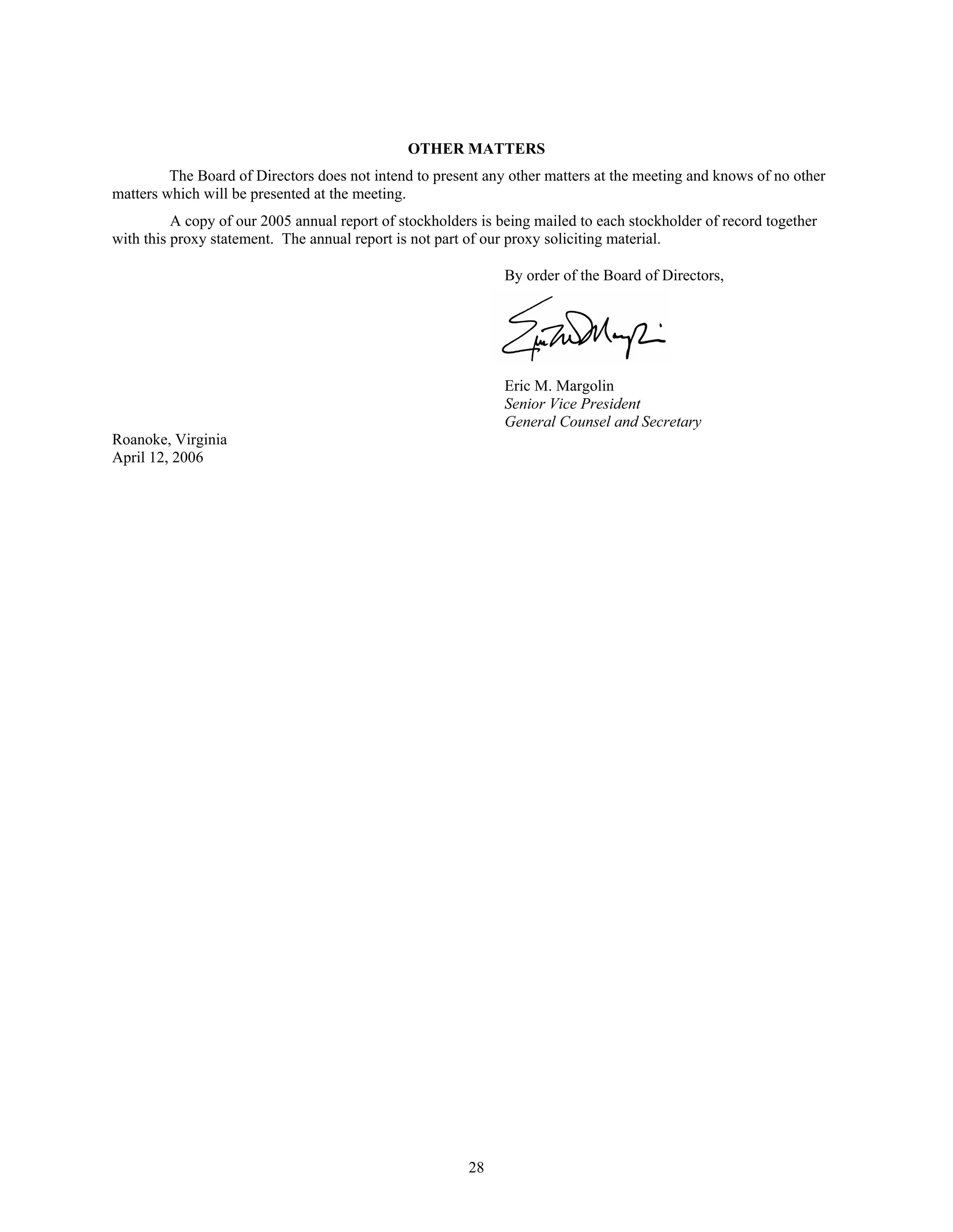 advance auto parts 2006_Proxy