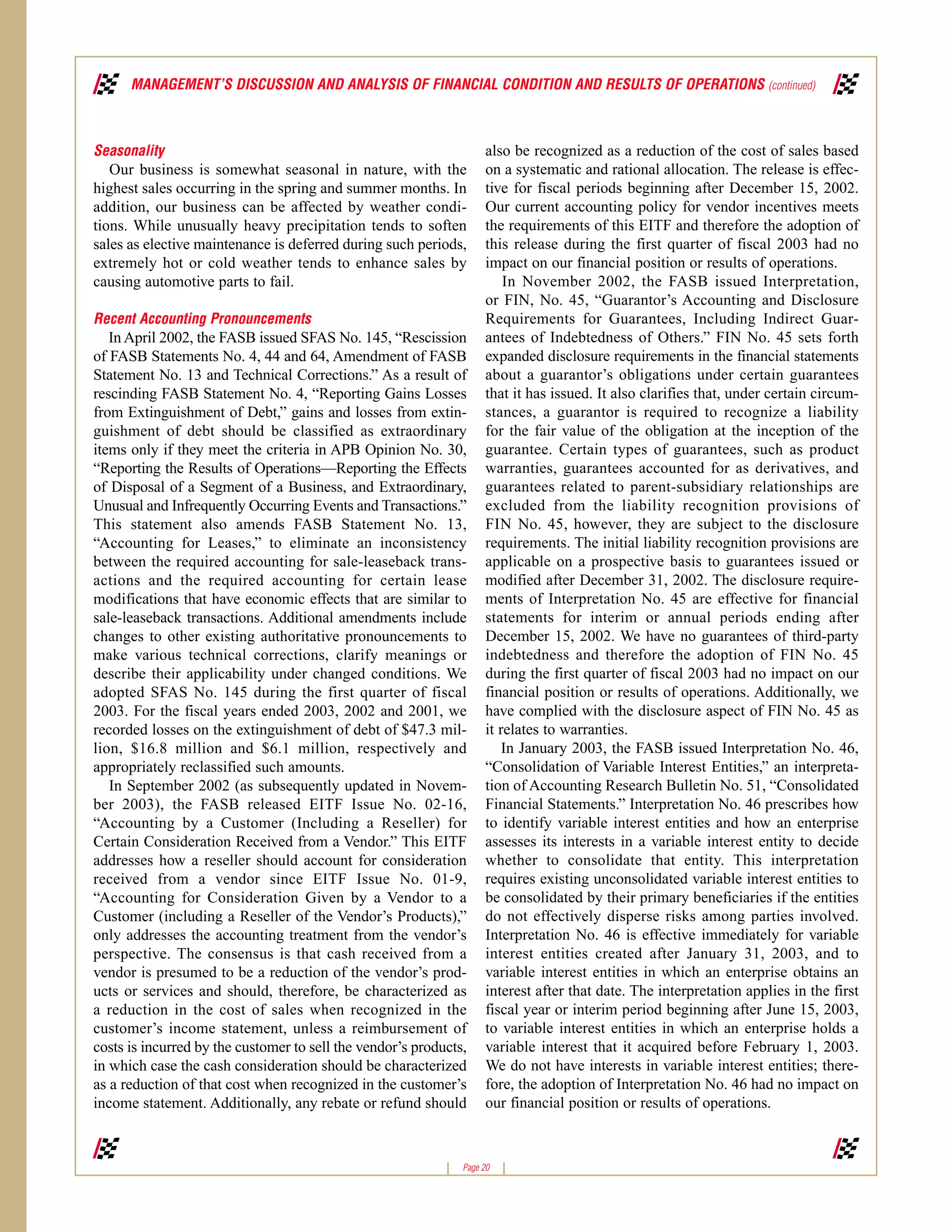 advance auto parts 2003_ar