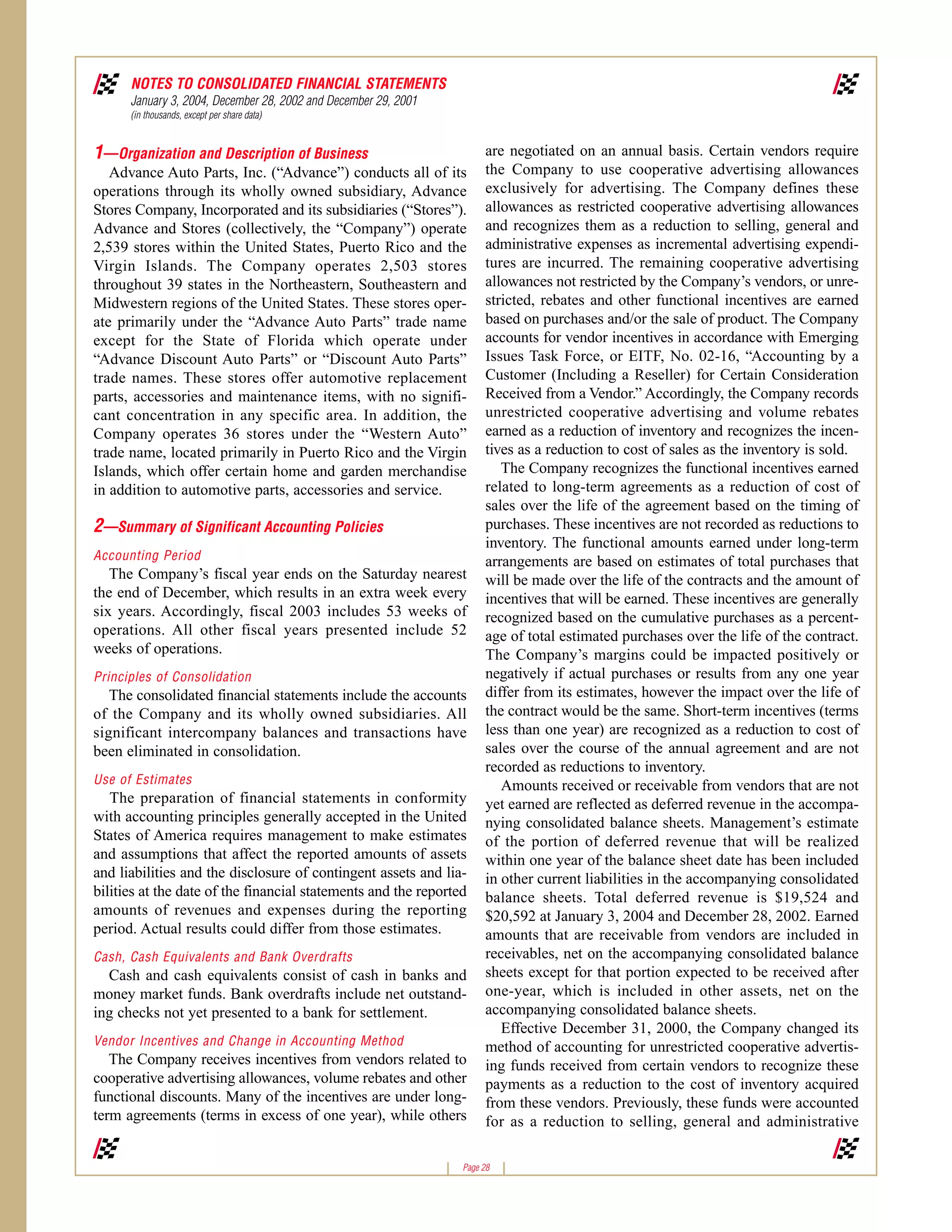 advance auto parts 2003_ar