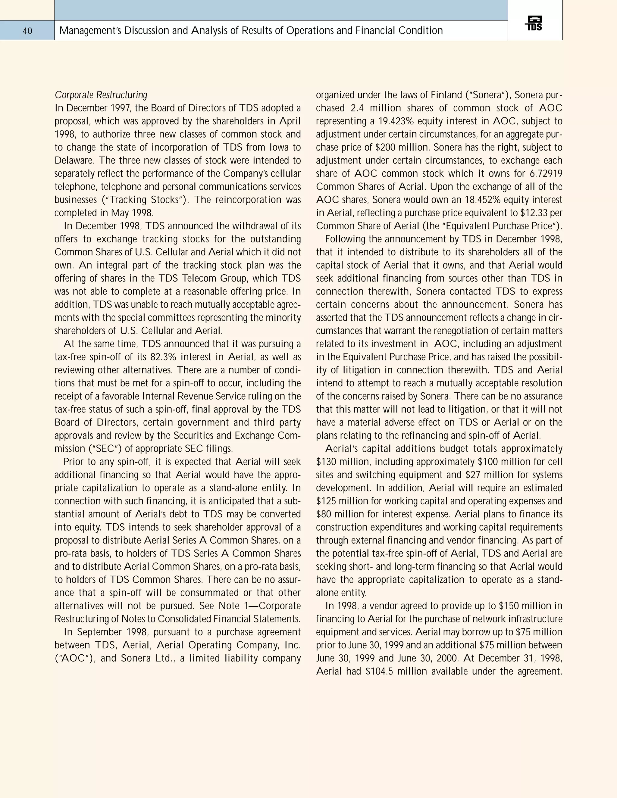 telephone data systems 98ar