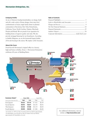 hovnanian enterprises  ar1999