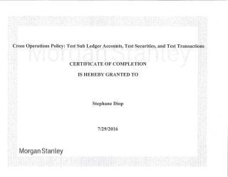 Cross-Operations Policy-Test Sub Ledger Accounts, Test Securities, and Test Transactions