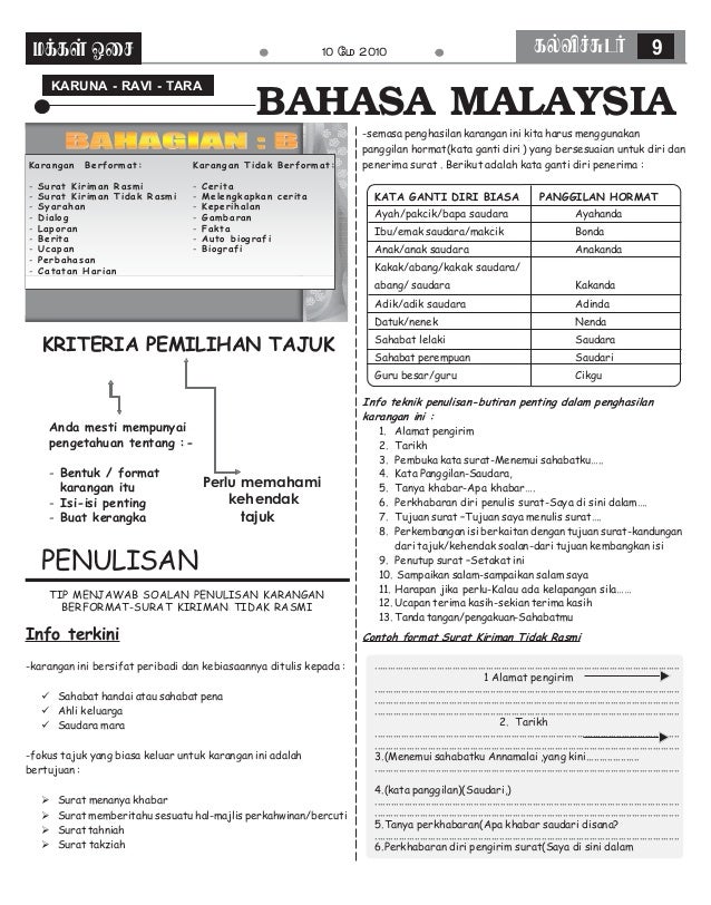 Surat Kiriman Tidak Rasmi Tentang Sambutam Perayaan