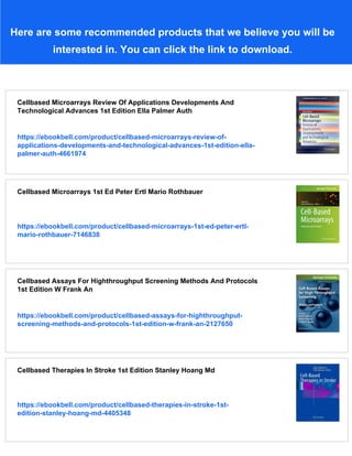 Cellbased Microarrays Methods And Protocols 1st Edition Ella Palmer ...