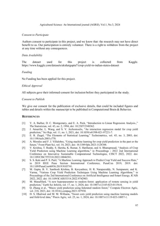 RANDOM FOREST APPLICATION FOR CROP YIELD PREDICTION | PDF