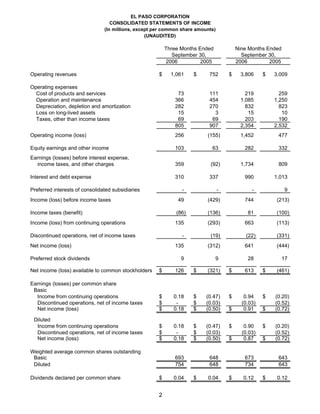 3Q2006OperatingStatistics