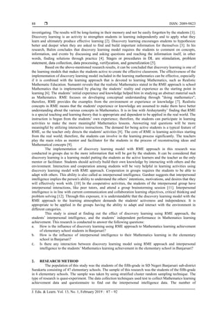 The use of discovery learning model with RME approach viewed from ...