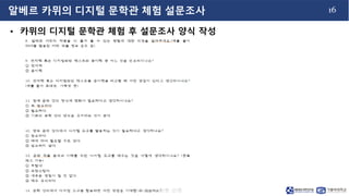 16
• 카뮈의 디지털 문학관 체험 후 설문조사 양식 작성
알베르 카뮈의 디지털 문학관 체험 설문조사
 