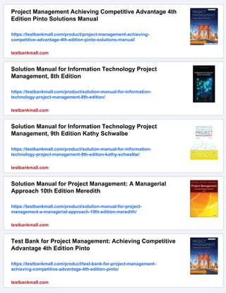 Solution Manual for Contemporary Project Management 4th Edition | PDF