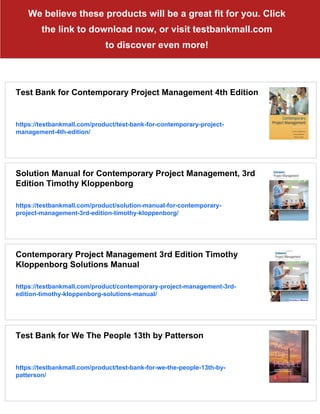 Solution Manual for Contemporary Project Management 4th Edition | PDF