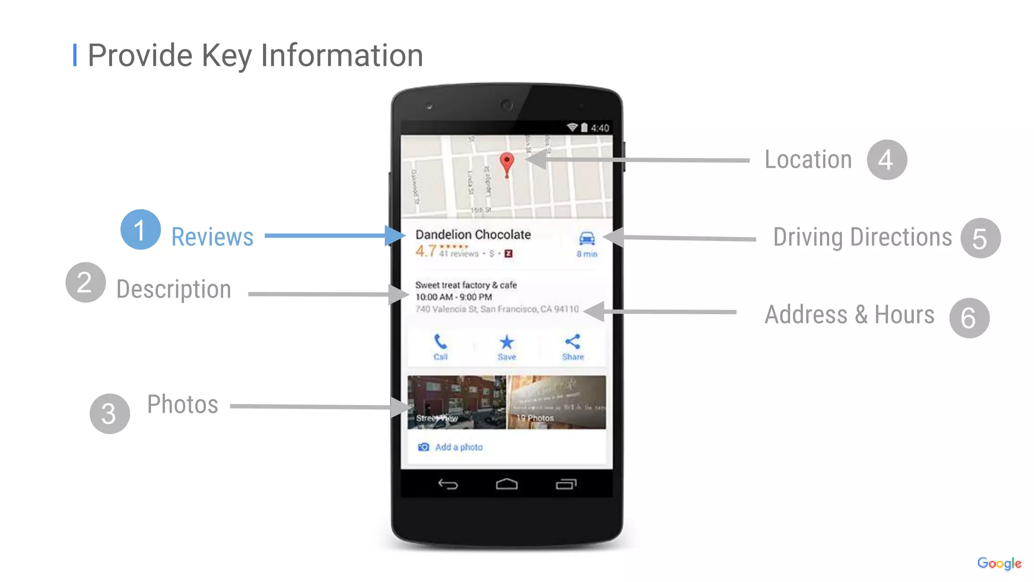 I Provide Key Information
Address & Hours
Location
Reviews Driving Directions
Description
Photos
1
2
3
4
5
6
 