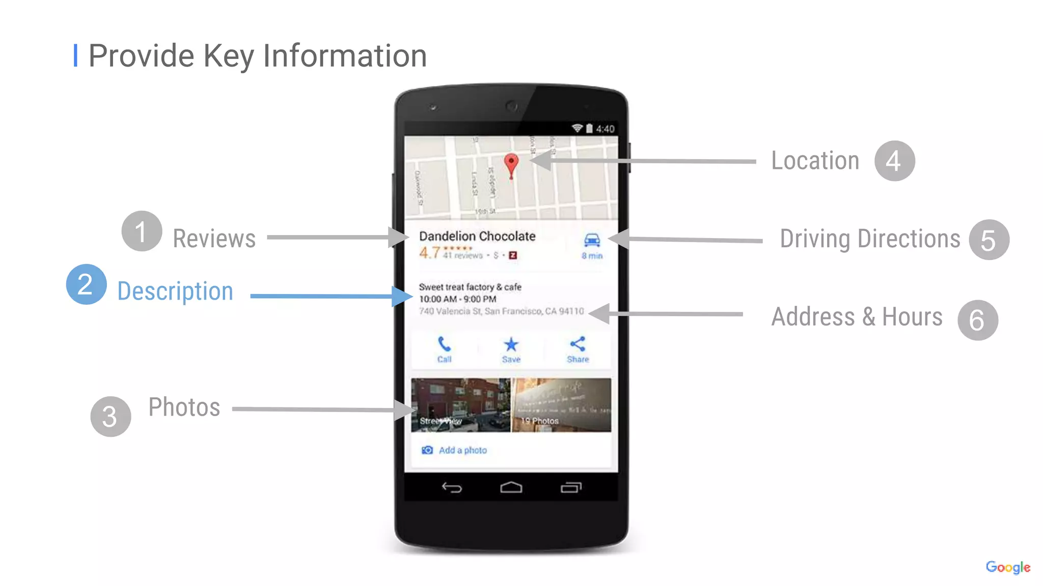 I Provide Key Information
Address & Hours
Location
Reviews Driving Directions
Description
Photos
1
2
3
4
5
6
 