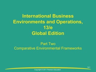 Copyright © 2011 Pearson Education
Part Two
Comparative Environmental Frameworks
International Business
Environments and Operations,
13/e
Global Edition
5-1
 