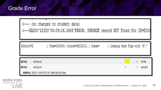 18© 2015 ELLUCIAN. CONFIDENTIAL & PROPRIETARY | Session ID: 12299
Grade Error
 