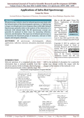 Applications of Infra Red Spectroscopy | PDF