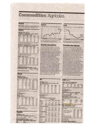 Jornal Valor Econômico: Dados Commodities 30/10/2015 dias 31/10 e 1, 2 e 3/11