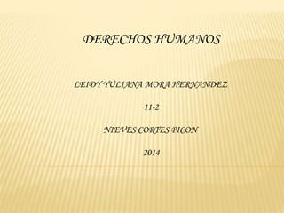 DERECHOS HUMANOS
LEIDY YULIANA MORA HERNANDEZ
11-2
NIEVES CORTES PICON
2014
 
