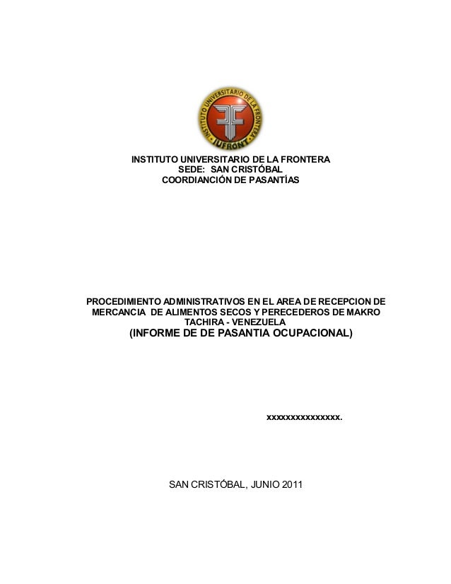 Formato De Portada Informe De Pasantias Makro