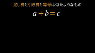 足し算と引き算と等号は似たようなもの
a b c+ =
 