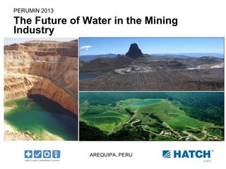 01/2012 
PERUMIN 2013 
The Future of Water in the Mining 
Industry 
AREQUIPA, PERU 
 