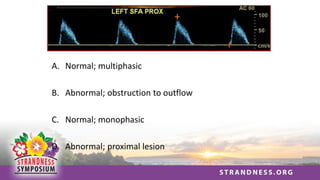 A. Normal; multiphasic
B. Abnormal; obstruction to outflow
C. Normal; monophasic
D. Abnormal; proximal lesion
 