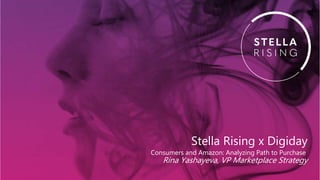 Stella Rising x Digiday
Consumers and Amazon: Analyzing Path to Purchase
Rina Yashayeva, VP Marketplace Strategy
 