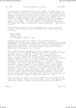 RFC 1058 - Routing Information Protocol | PDF