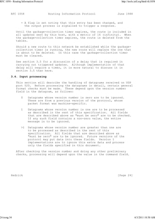 RFC 1058 - Routing Information Protocol | PDF