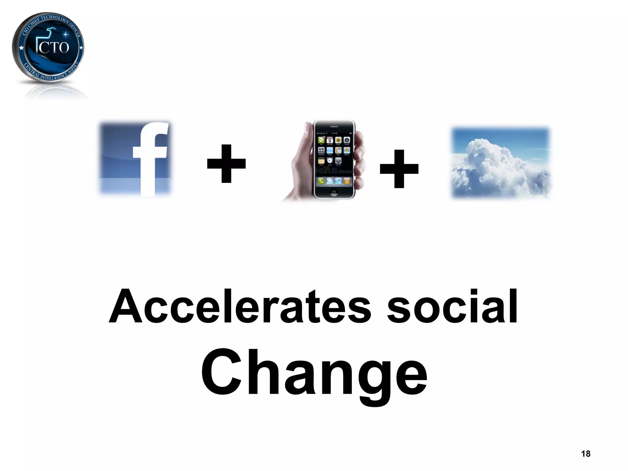 +      +
Accelerates social
   Change
                     18
 