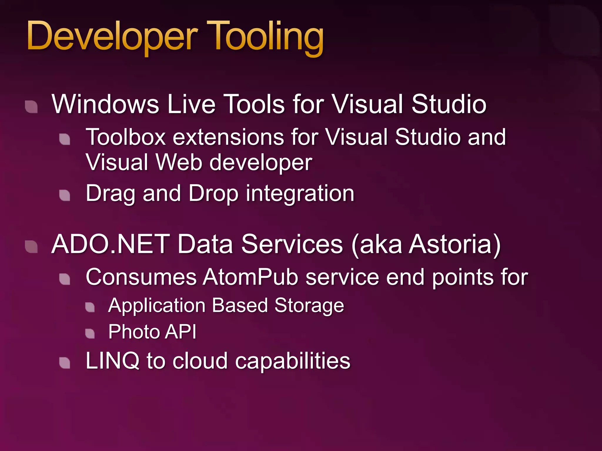 Developing with Windows Live