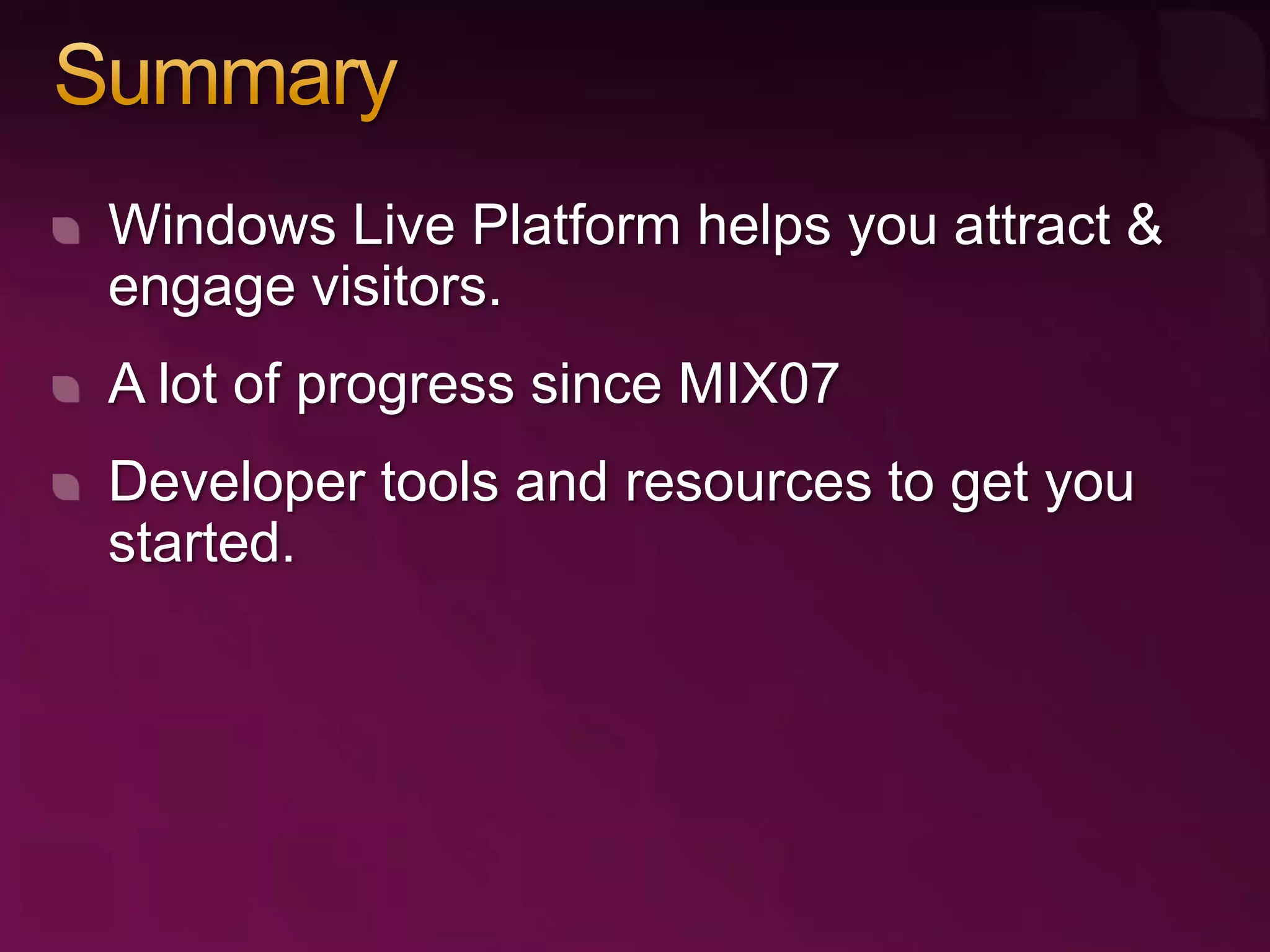 Developing with Windows Live