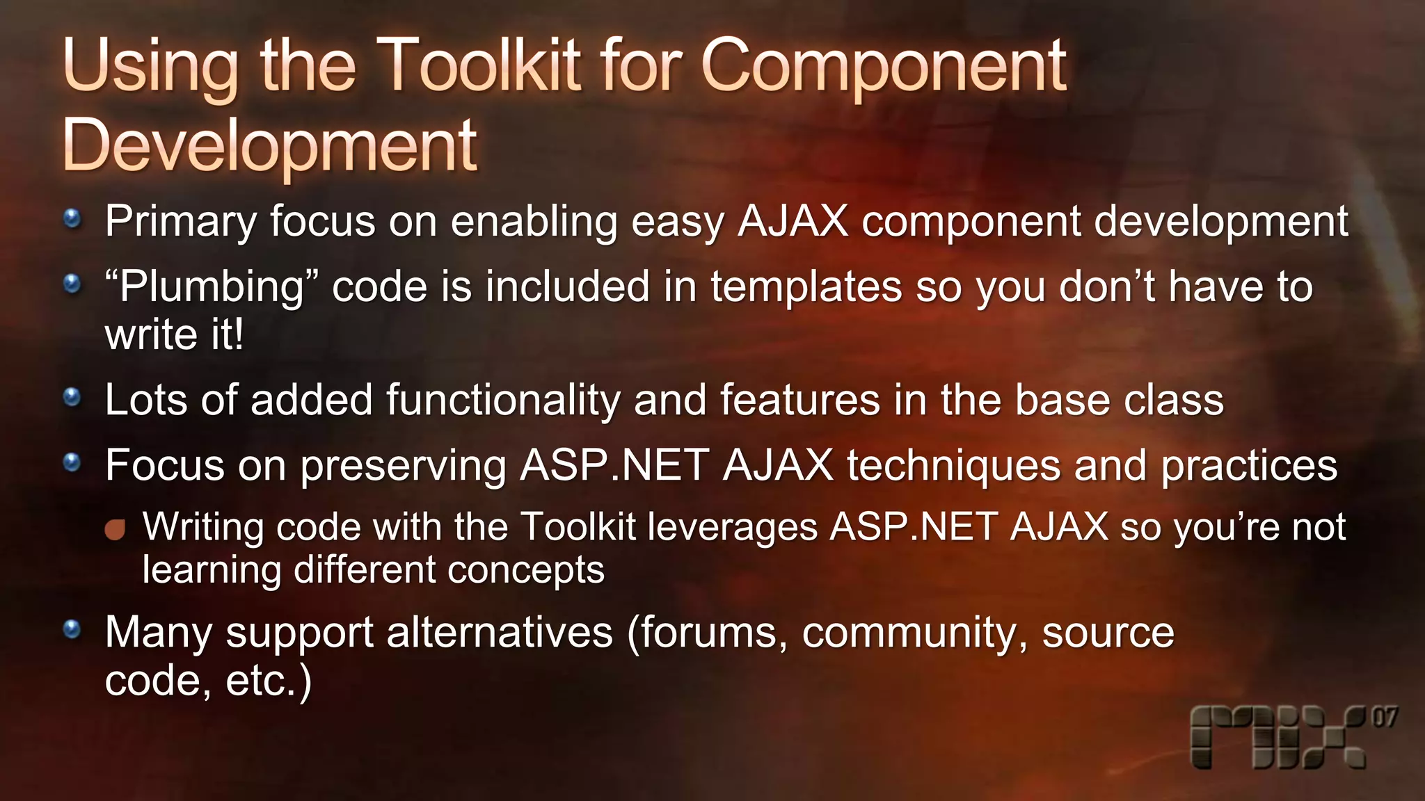 High-Speed Development with the AJAX Control Toolkit