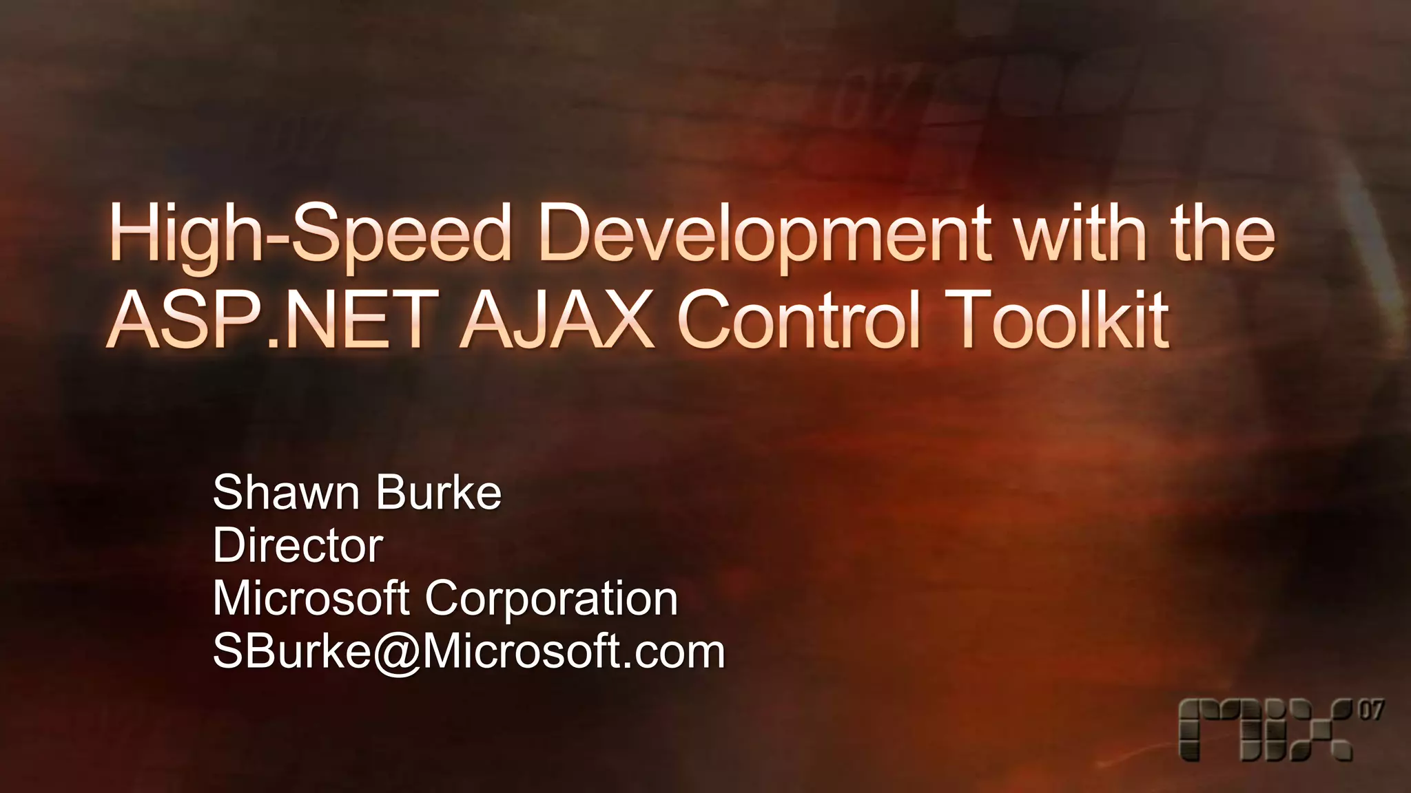 High-Speed Development with the AJAX Control Toolkit