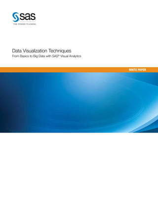 Data Visualization Techniques
From Basics to Big Data with SAS® Visual Analytics



                                                     WHITE PAPER
 