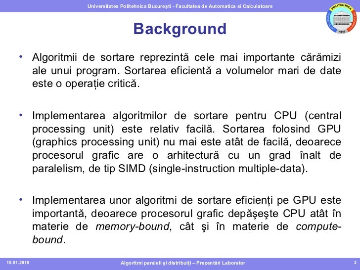 Optimizarea Metodelor De Sortare Simd Pentru Gpu Uri Nvidia