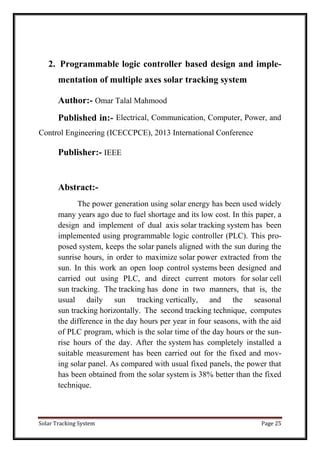 REPORT ON SOLAR TRACKING SYSTEM | PDF