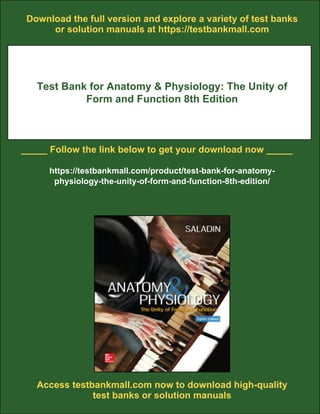 Test Bank for Anatomy & Physiology: The Unity of Form and Function 8th ...
