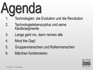 23.01.2015 Dr. Ute Hillmer
Agenda1. Technologien: die Evolution und die Revolution
2. Technologielebenszyklus und seine
Kä...