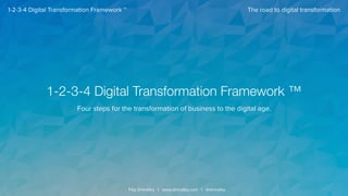 The road to digital transformation
Filip Drimalka I www.drimalka.com I @drimalka
1-2-3-4 Digital Transformation Framework ™
1-2-3-4 Digital Transformation Framework ™
Four steps for the transformation of business to the digital age.
 