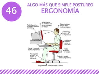 46
ALGO MÁS QUE SIMPLE POSTUREO
ERGONOMÍA
 