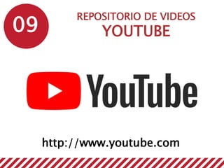 09
REPOSITORIO DE VIDEOS
YOUTUBE
http://www.youtube.com
 