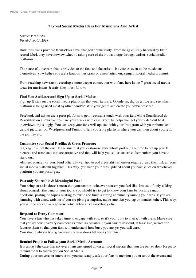7 Great Social Media Ideas for Musicians and Artist!