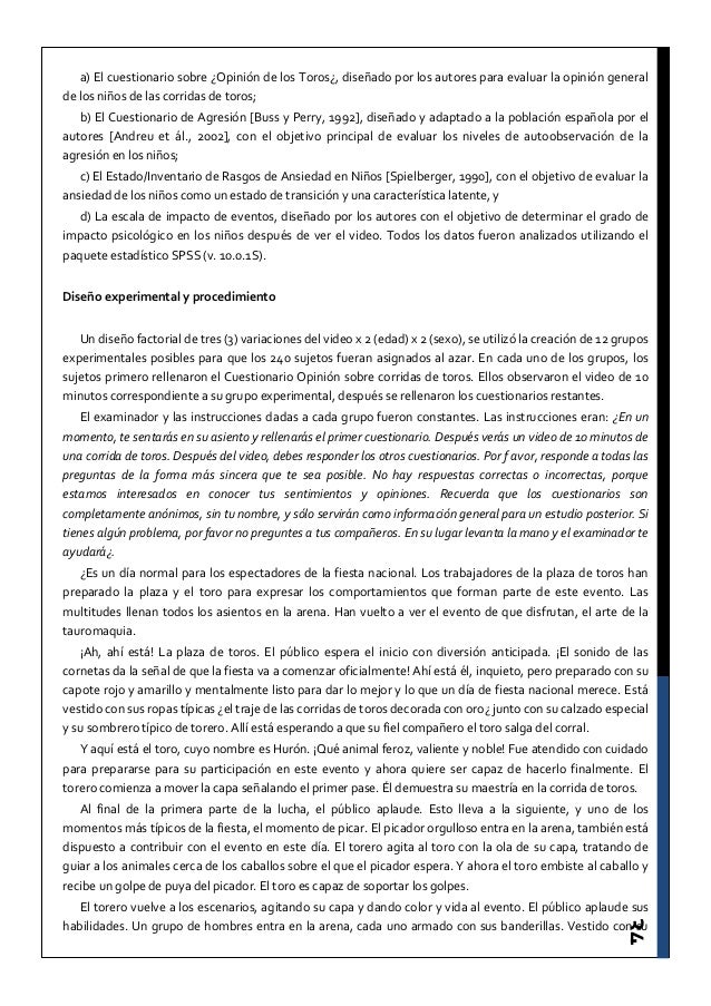 Estudio Sobre Las Corridas De Toros Y La Protección Del Menor