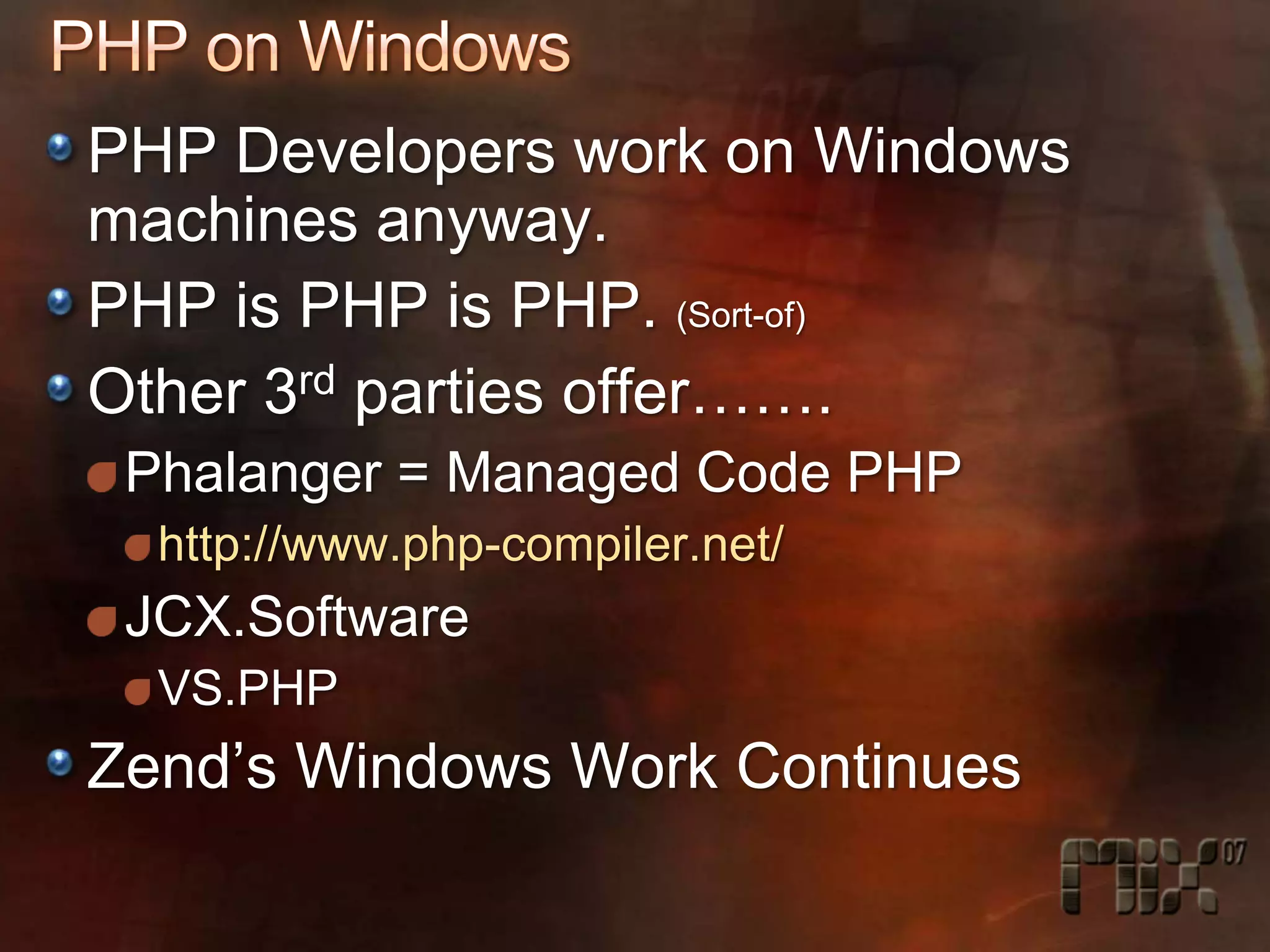 Partying with PHP (…and the Microsoft Platform)
